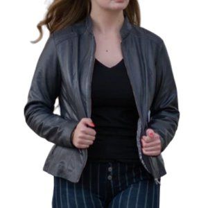 Boutique of Leathers Classic Leather Jacket Black Round Collar